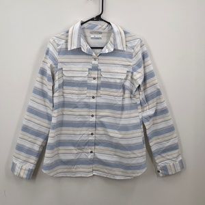 Columbia Mens Multicolor Striped Omni Shade Sun Protection Button Up Shirt Sz M